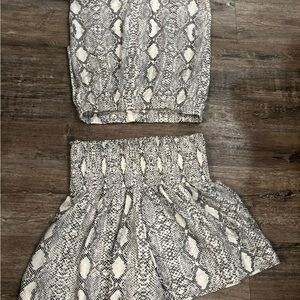 TCEC Snake-Print  Top & Skirt Set - Black & Cream